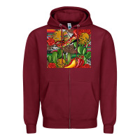 Burgundy mexican cacti Zipper Hoodie - Artiststas