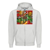 Dove Grey mexican cacti Zipper Hoodie - Artiststas