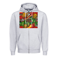 Heather Grey mexican cacti Zipper Hoodie - Artiststas
