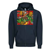 Navy mexican cacti Zipper Hoodie - Artiststas