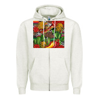 Oatmeal Heather mexican cacti Zipper Hoodie - Artiststas