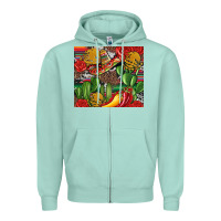 Seafoam mexican cacti Zipper Hoodie - Artiststas
