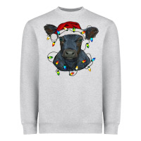 Heather Grey christmas baby black angus calf with lights Heavyweight Sweatshirt - RanaPortraitStore