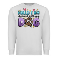 Dove Grey hello i am obsessed with my dog Premium Sweatshirt - MaliasSmallBusiness