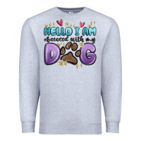 Heather Grey hello i am obsessed with my dog Premium Sweatshirt - MaliasSmallBusiness