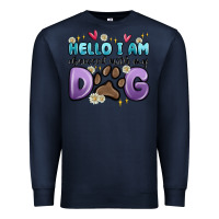 Navy hello i am obsessed with my dog Premium Sweatshirt - MaliasSmallBusiness