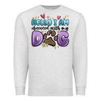 Oatmeal Heather hello i am obsessed with my dog Premium Sweatshirt - MaliasSmallBusiness