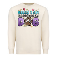 Sandshell hello i am obsessed with my dog Premium Sweatshirt - MaliasSmallBusiness
