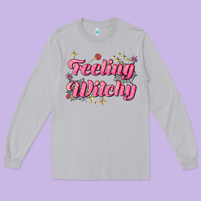 Feeling Witchy Long Sleeve Tee Designed By Adodesignshop