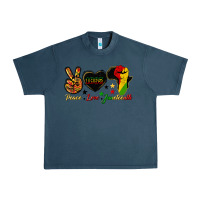 Midnight Navy peace love juneteenth raised fist Urban Heavy Tee - HRA Design Shop