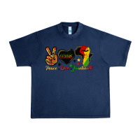 Navy peace love juneteenth raised fist Urban Heavy Tee - HRA Design Shop