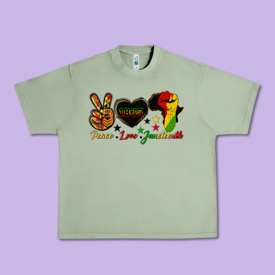 Peace Love Juneteenth Raised Fist Urban Heavy Tee Designed By Hra Design Shop