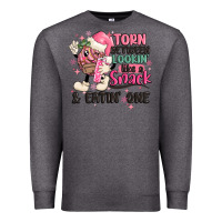 Charcoal Heather torn between lookin' like a snack and eatin' one Premium Sweatshirt - MaliasSmallBusiness