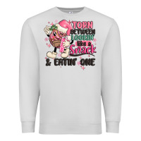Dove Grey torn between lookin' like a snack and eatin' one Premium Sweatshirt - MaliasSmallBusiness