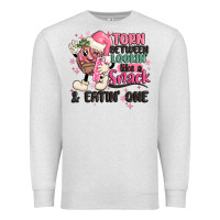 Oatmeal Heather torn between lookin' like a snack and eatin' one Premium Sweatshirt - MaliasSmallBusiness