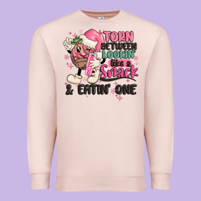 Torn Between Lookin' Like A Snack And Eatin' One Premium Sweatshirt Designed By Maliassmallbusiness