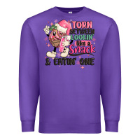 Purple torn between lookin' like a snack and eatin' one Premium Sweatshirt - MaliasSmallBusiness