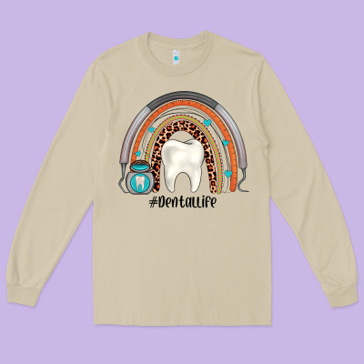 Dentallife Rainbow Long Sleeve Tee Designed By Jahusdesignshop