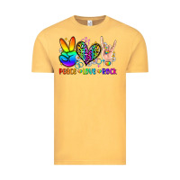 Vintage Mustard peace love rock Vintage Tee - Zillion Design Studio