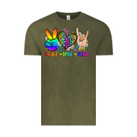Vintage Olive peace love rock Vintage Tee - Zillion Design Studio