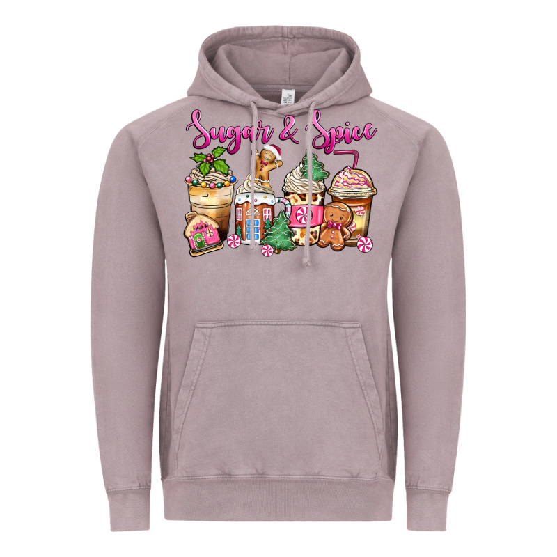 Sugar And Spice Pink Gingerbread Coffee Cups Vintage Hoodie by Zillion Design Studio | Teevron