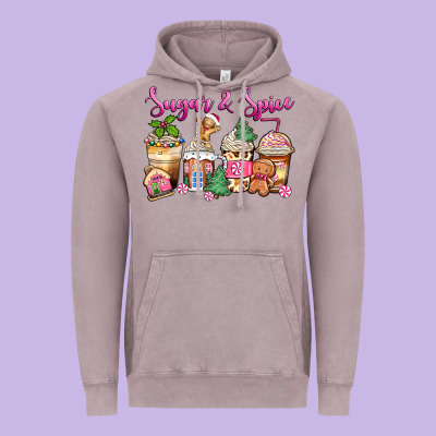 Sugar And Spice Pink Gingerbread Coffee Cups Vintage Hoodie Designed By Zillion Design Studio