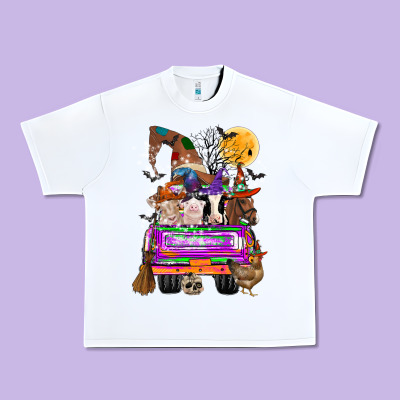 Hallloween Farm Animals Truck Urban Heavy Tee Designed By Cowhidedigitalart