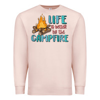 Pale Pink life is better by the campfire Premium Sweatshirt - MaliasSmallBusiness