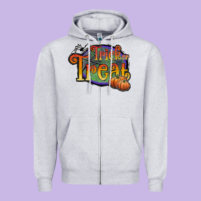 Trick Or Treat Black Zipper Hoodie Designed By Jahusdesignshop