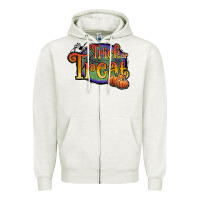 Oatmeal Heather trick or treat black Zipper Hoodie - JahusDesignShop
