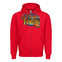 Red trick or treat black Zipper Hoodie - JahusDesignShop