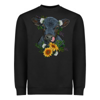 Black baby cow black angus calf with flowers Heavyweight Sweatshirt - RanaPortraitStore