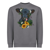 Storm baby cow black angus calf with flowers Heavyweight Sweatshirt - RanaPortraitStore