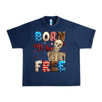 Navy Born to be free with skeleton 4th of july Urban Heavy Tee - Neo Western
