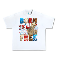 White Born to be free with skeleton 4th of july Urban Heavy Tee - Neo Western