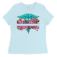 Baby Blue floral nurse preview Ladies Tee - AdoDesignShop