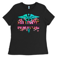 Black floral nurse preview Ladies Tee - AdoDesignShop