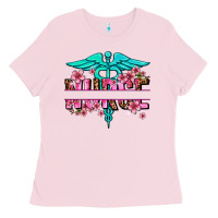 Bubblegum Pink floral nurse preview Ladies Tee - AdoDesignShop