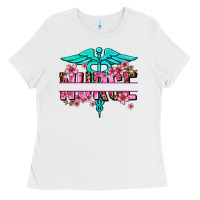 White floral nurse preview Ladies Tee - AdoDesignShop