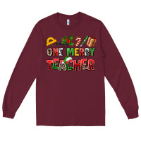 Burgundy one merry teacher Long Sleeve Tee - AdoDesignShop
