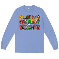 Colony Blue one merry teacher Long Sleeve Tee - AdoDesignShop