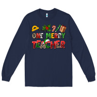 Navy one merry teacher Long Sleeve Tee - AdoDesignShop