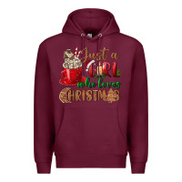 Burgundy just a girl who loves christmas Premium Hoodie - BundleAndBundleShop