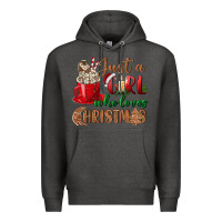 Charcoal Heather just a girl who loves christmas Premium Hoodie - BundleAndBundleShop