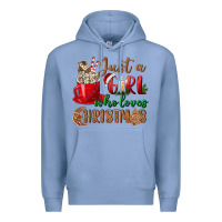 Colony Blue just a girl who loves christmas Premium Hoodie - BundleAndBundleShop