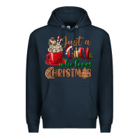 Navy just a girl who loves christmas Premium Hoodie - BundleAndBundleShop