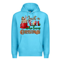 Ocean Blue just a girl who loves christmas Premium Hoodie - BundleAndBundleShop
