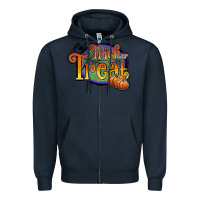 Navy trick or treat white Zipper Hoodie - JahusDesignShop