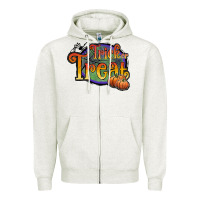 Oatmeal Heather trick or treat white Zipper Hoodie - JahusDesignShop