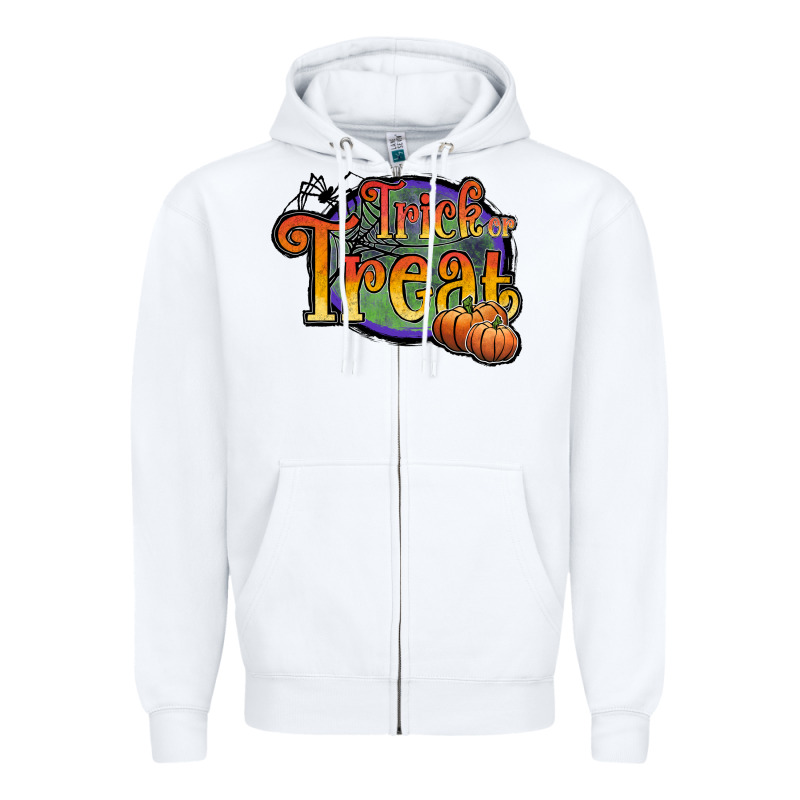 Trick Or Treat White Zipper Hoodie by JahusDesignShop | Teevron